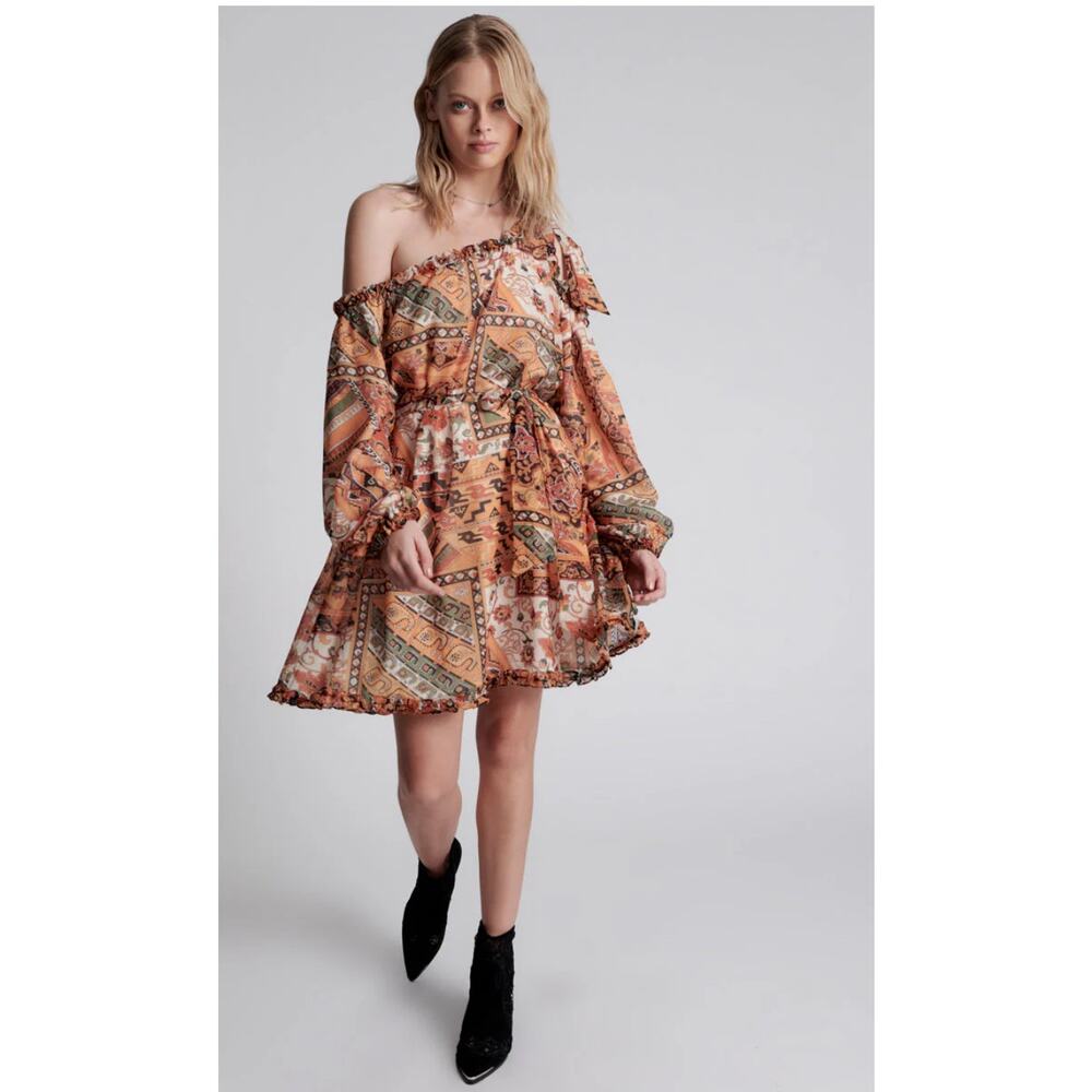 One Teaspoon Bazar Paisley One Shoulder Mini Dress, NwT, Size: XS